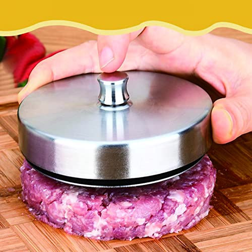 Burger Press Hamburger Press Patty Maker - Food-Graded 304 Stainless Steel Patty Press Burger Mold Ring for Meat Beyond Veggie Turkey Vegan Beef, Silver (L)