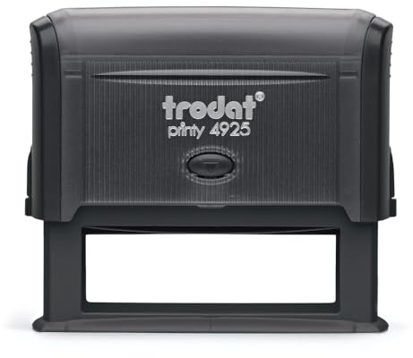 Trodat - Printy 4925 - Custom Stempel mit Wunschtext personalisieren, hier gleich online gestalten Gehäusefarbe Schwarz– Adresstempel - Firmenstempel - mit Wunschtext – 82x25 mm - 8 Zeilen