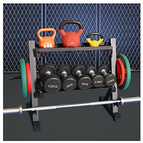 belund 2-stufiger Hantelständer, Verstellbarer Hantelbank-Stahl-Kettlebell-Langhantel-Ausstellungsständer, Ideal for Fitnessstudios Und Fitnessstudios, Nur Ständer