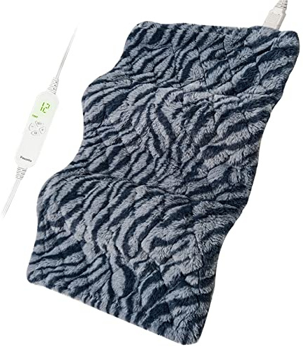Pasonio Full Weighted Heating Pad for Back, Neck, and Shoulder Pain Relief with Auto Shut Off, Extra Large 12 x 24, Grey Blue-PLH02