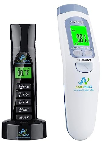 Amplimn Non-Contact Touchless Infrared Digital Forehead Thermometer Bundle for Adults and Babies