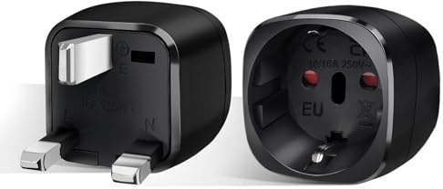 vutizal Reiseadapter UK 2 Pack, Adapter England Deutschland Stecker， UK Adapter für EU zu England/Schottland/Irland/Dubai/Maldives, typ g Reisestecker Stromadapter,Schwarz