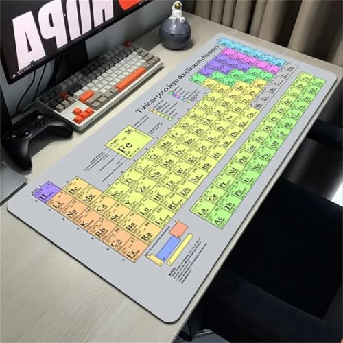 Tainrun Tapis de Souris XXL 800x300x2mm Tableau Périodique des Éléments Grand Tapis de Souris de Jeu - Surface Spéciale Améliore la Vitesse et la Précision - pour Touts Types de Souris et Claviers