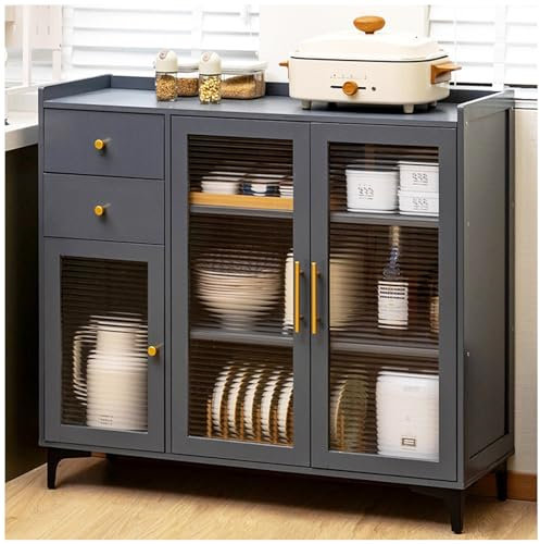 ZORZA Küchenvorratsschrank, Moderner Buffetschrank mit Hutch, Küchenvorratsschrank mit Schubladen & Türen, Vorratsschrank für Lebensmittel, Barschränke für Esszimmer,100×90cm/39×35.5in