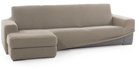 SOFASKINS® super elastischer Chaise Longue überzug, Sofabezug Kurze Linke Armlehne, Sofa überzug atmungsaktiv, bequem und langlebig, Kompatible Abmessungen des Sofas (210-340 cm), Farbe leinen