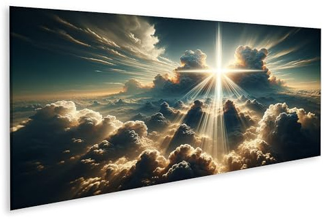 islandburner Bild auf Leinwand Ruhige Jesus Christus Figur traditionell Kreuz Sonnenstrahl-Durchbruch Bilder Wandbilder Poster