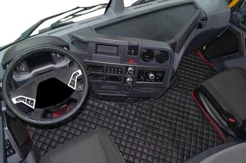 Fußmatten passend für Renault T-Reihe – flacher Boden – schwarz/rot