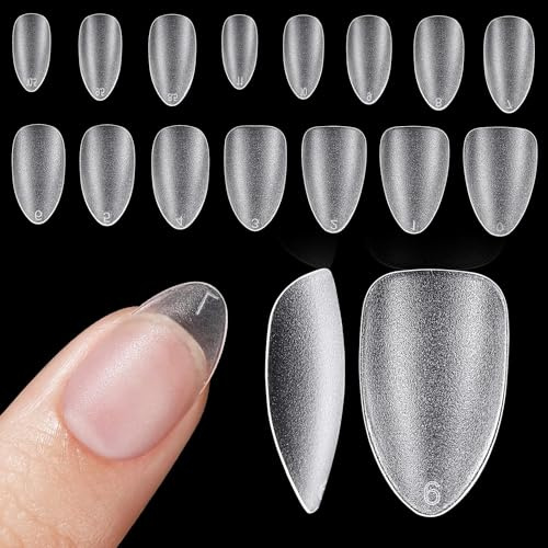 Bnbnpup Kurz Nagelspitzen Tips für Nägel - Full Cover Nail Tips, 240 Stück, 15 Größen - Perfekt für Gelnägel (Vollmatt Kurze Mandelform)