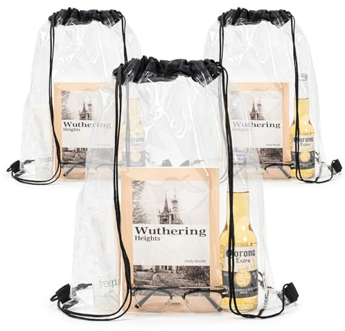 Vinuwu 3 Stück Durchsichtiger Rucksack, Transparente Tasche | Kordelzugbeutel Turnbeutel Kordelzug für Schulrucksack Gym Travel Strandschwimmen Clear Bag Festival