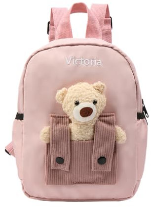 Zaini Per Bambini Personalizzati Zaino Per Bambini Con Nome Zaini Per Ragazze Borse Da Scuola Per Ragazzi Adolescenti Simpatico Orsacchiotto Regali Per Ragazze Borse Per Libri Per Bambini (Rosa)