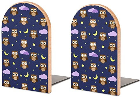 Buchstützen mit Cartoon-Eulen-Muster, für Regale, rutschfeste Buchstütze zum Halten von Büchern, robuster Ständer für Zuhause, Büro, Schule, 1 Paar
