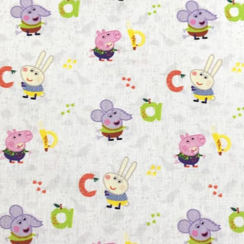 MAGAM-Stoffe Peppa Wutz Kinder Baumwollstoff OEKO-TEX Meterware ab 50cm (ABC)