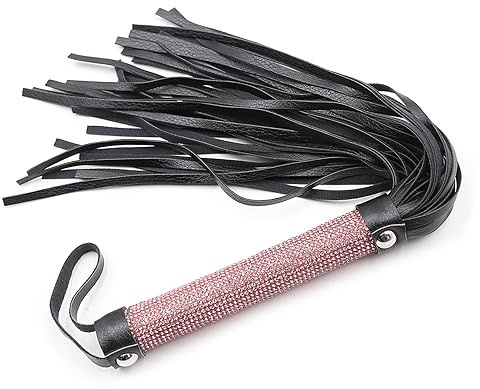 Tplkxurib Peitsche Erotische Gerte Flogger Leder Paddel mit Diamant Handhaben Spanking Stimulator Spielzeug Rollenspiel Sklave Bondage Fetisch BDSM Sex Spielzeug Zubehör für Frauen Männer,Rosa,50cm