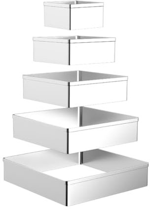 FSSTUD 5 Pcs Stainless Steel Square Cookie Cutters Set - Metal Baking Molds for Cookies, Biscuits, Cakes, Pastry, Fondant - Fruit and Vegetable Cutter