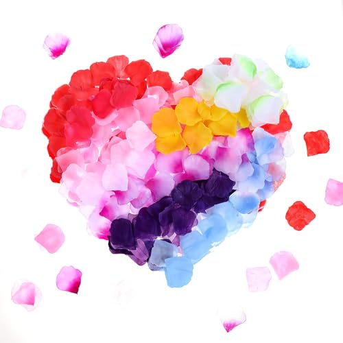 TIESOME 1000 Stück Rosenblätter Deko Künstliche, Farbe Mischen Rosenblatter Kunstblumen Blütenblätter Rosen Deko für Hochzeit Valentinstag Geburtstag Tischdekoration Romantische Dekoration