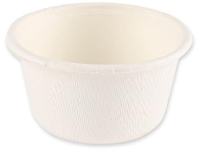 FRANZ MENSCH 500 Stück NATUREStar Dressingbecher, rund | Zuckerrohr, weiß, V: 60ml, Ø: 6cm, H: 3cm, Karton, Dressingbecher, Zuckerrohrbecher, Dipschale