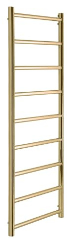 Manissa Selby Brushed Brass Heated Towel Rail 500mm W x 1000mm H Stainless Steel Central Heating Bathroom Towel Radiator