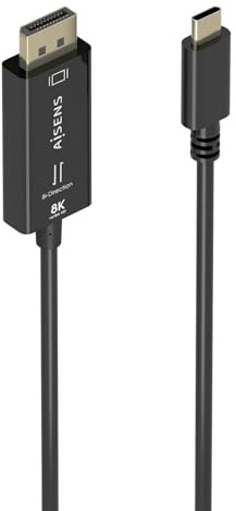 AISENS - A109-0879 - Cable Conversor Bidireccional USB-C A DISPLAYPORT 8K@60Hz, USB-C/M-DP/M, Negro, 1.8M