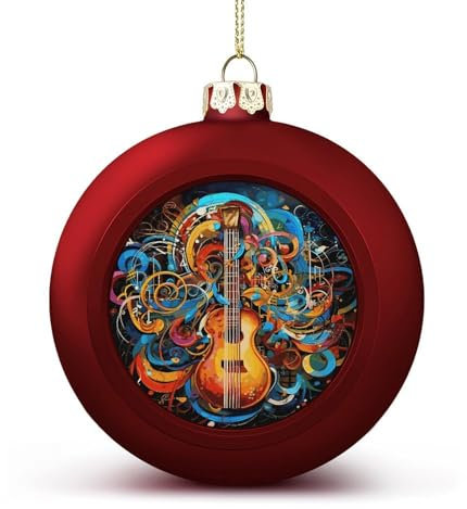 Weihnachtsbaumkugel-Ornamente, rote Musik-Serie, bedruckte Weihnachtskugel, Weihnachtsbaum-Hängedekorationen für Urlaub, Hochzeit, Kamin, 2 Stück