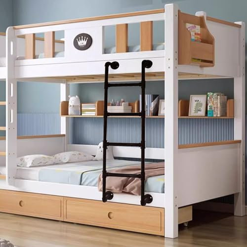 Metal Twin Bunk Bed Ladder for Dorm Loft Wall Mount 4 8 Rung Black Iron Step Ladder 135cm/53in Egress Ladder for Basement Window Well