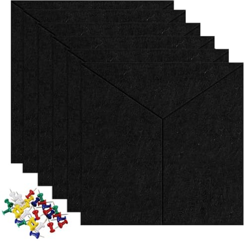Uoisaiko Große Filz Pinnwand Selbstklebend 30x30cm, 6 Stück Filzboard Memotafeln Memo Boards mit 30 Pinnnadeln Bulletin Board Wanddekoration für Büro Küche, Fotos Memos