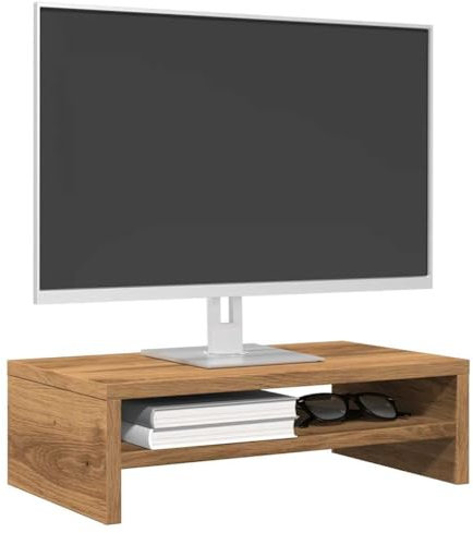 Gecheer Monitorständer Schreibtischaufsatz Monitorerhöhung Bildschirm PC Regal Aufsatz Bildschirmerhöhung, Artisan-Eiche 42x24x13 cm Holzwerkstoff
