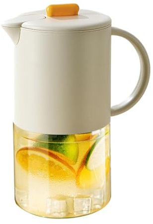 Glass Juice Pitcher, Heat-Resistant Easy-Clean Tea Pitcher with Handle, Airtight Iced Beverage Dispenser for Fridge, 1500ml Glass Drink Serveware, 9.06x7.6x4.72 Inches