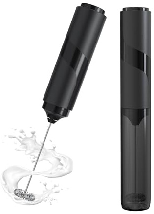 Milk Frother with Cover, Battery Operated Electric Frother, Whisk, Drink Mixer & Foamer for Coffee, Latte, Matcha, hot Chocolate