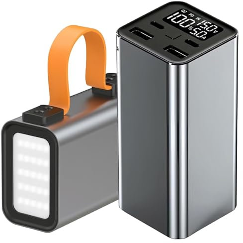 KhUkhu Caricabatterie Portatile da 100 W Power Bank 50000 mAh Ricarica Rapida USB C Batteria Esterna per Telefono Power Bank, Display LED per Telefono Cellulare Power Bank Portatili