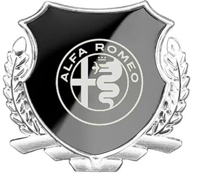 FANSHIDAN 2 Stück 3D Metall Emblem für Alfa Romeo Giulia Quadrifoglio 2023 2024 2025, Stoßstange Motorhaube Tür Abzeichen, Wetterfest, Korrosionsschutz, Auto Aufkleber Tuning,Silver1