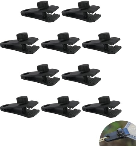Vxiwscy Tenditori per Teloni, Set di 10 Clip Regolabili in Plastica per Teloni, Tende E Tettoie, Pinze Ferma Telo per Campeggio, Giardinaggio E Uso Domestico, Robuste E Antiscivolo Clips