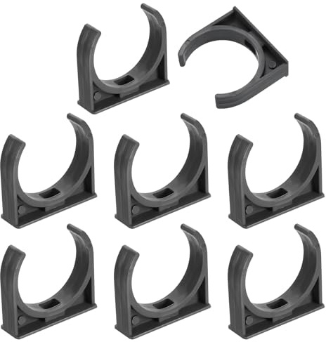 sourcing map 8Pcs PVC Water Pipe Clamps Clips, U-Shaped Tubing Hose Buckles, Irrigation Tube Holder for 50mm OD for TV Trays Tube Hose Hanger Support Tubing, Gray