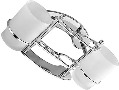 PLAFOPE Soporte Color para Cepillo de Dientes en Acero Cepillos Inoxidable Vidrio Vaso Doble Porta y Taza para Enjuague Plata para Baño