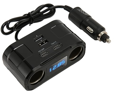 KIMISS Splitter per Accendissione per Sigaretta di Sigaretta di Tipo C con Display di Tensione in Tempo Reale e Design Multifunzionale - Telefoni e Compresse Ideali
