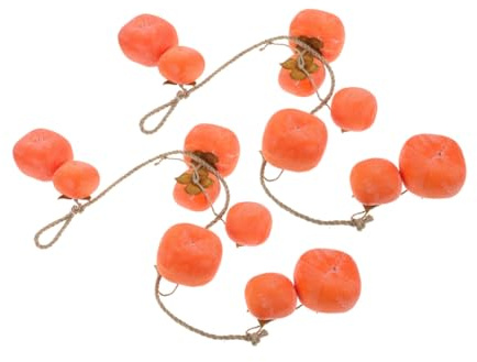 LOORGVEL Decorazioni da Appendere Ciondoli di Kaki Finti in Plastica Arancione 2 Stringhe Resistenti alle Intemperie per Uso Interno ed Esterno Decorazione Casa e Halloween