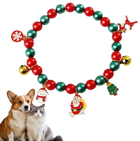 Weihnachten Hundehalsband | Mädchen Katze Halskette,Halsband mit Schneeflocke Rentier Weihnachtsmann Baum Anhänger und Schleife Glocke - Katze Mädchen Junge Kleine Hunde Winter
