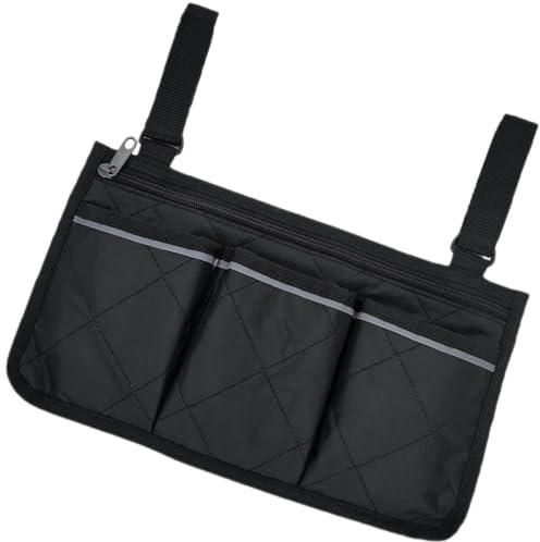 SOPOTUTU Multifunktionale Rollstuhltasche Seitlich mit Reflektorstreifen Aufbewahrungstasche aus Leichtem Langlebigem Material für Armlehne Organizer für Rollstuhlfahrer