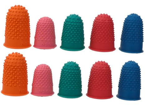 IMIKEYA 10 pezzi di coperture dita in gomma antiscivolo per dita riutilizzabili nei colori rosso verde arancione blu e rosa per la cura e la protezione dei compiti manuali