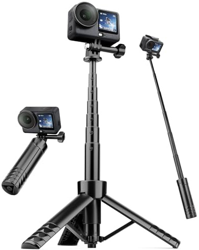 Nineigh 25,6 tum Miniselfiesticka Stativ För Actionkamera Kompatibel Med GoPro Hero 13/12/11/10/9/8, DJI Osmo Pocket 3, Insta360 X5/X4, Utdragbart Bordstativ/Resehandhållen Vloggstativ | Med fjärrkontroll och 360° kulhuvud, bärbart resestativ fickstativ för DJI Osmo Action 5 pro 4 3, Insta360 X4 X5