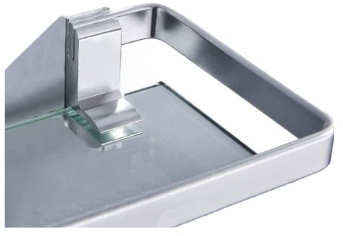 Badrumshyllor Glashylla, Badrumshylla i härdat glas med aluminiumskena 1 vånings silver flera storlekar(40cm)