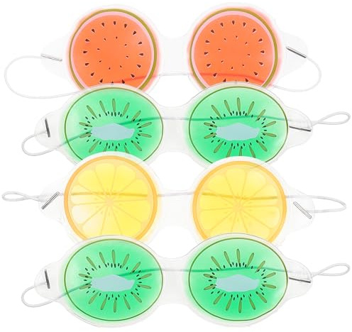 JOINPAYA Maschere per Raffreddore degli Occhi in Gel Riutilizzabili 4 Pezzi Design Frutta, Bende Ombreggianti, Terapia Caldo/freddo per Alleviare Borse e Affaticamento, Colore Casuale