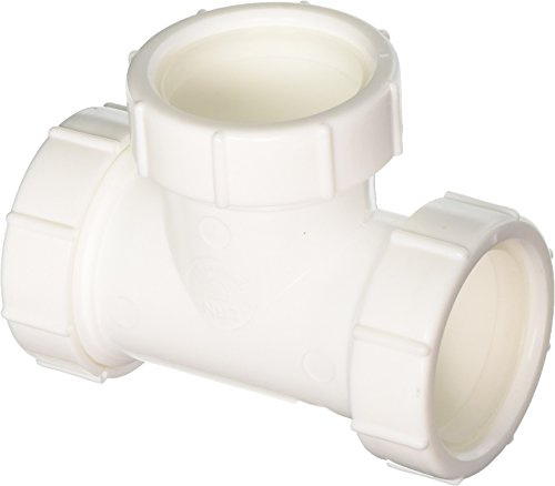 EZ-FLO Polypropylene 3-Way Tee Fitting Coupling Connector with Washer for Tubular Drain Applications, Slip Joint Connection, 35337
