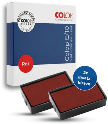 Colop E/10 - Recambio de tinta para sello Printer 10 (2 unidades), color azul, color rojo
