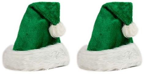Ciffre 2 er Set Weihnachtsmütze Nikolausmütze Plüsch Rand Grün Weihnachtsfeier X58