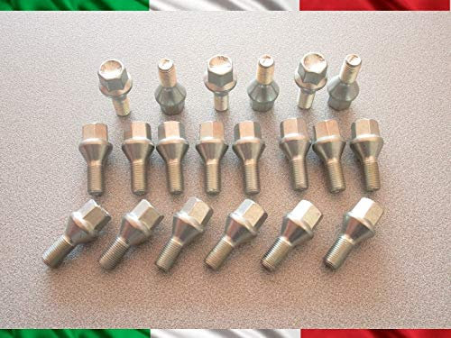 Kit 20 bulloni ruota fissaggio ruote cerchi in acciaio e in lega Farad