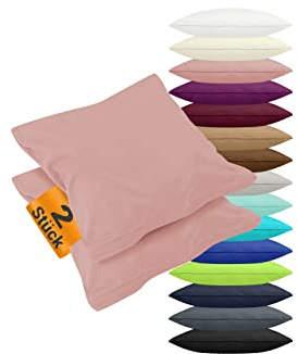 npluseins 2er Pack Jersey-Baumwoll-Bezüge Kopfkissen, 80 x 80 cm, Altrosa | Öko-Tex Standard 100, pillingarm, Reißverschluss, hautsympathisch, formstabil, waschbar bis 60 °C, trocknergeeignet
