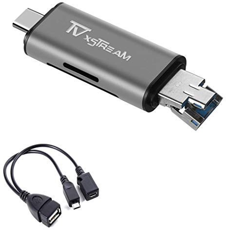 SDCard Reader, Storage Expansion OR File Transfer KIT for FIRESTICKS, Media Devices, Gaming Systems - 3-in-1 usb 2.0 / USB C