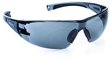 Riley Kosma Protective Safety Glasses for Work – Rubber Coated Lightweight and Adjustable Sport Style Clear Goggles