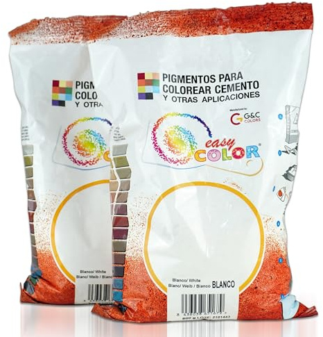 KITS dos bolsas de 800 g. Easy Color pigmento Blanco. Dióxido de Titanio. Pigmento para cemento, mortero y hormigón (Blanco)