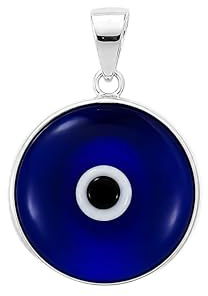MYSTIC JEWELS by Dalia - Colgante mal de ojo de cristal para la buena suerte - plata de ley 925 - Diametro de Dije 15 mm